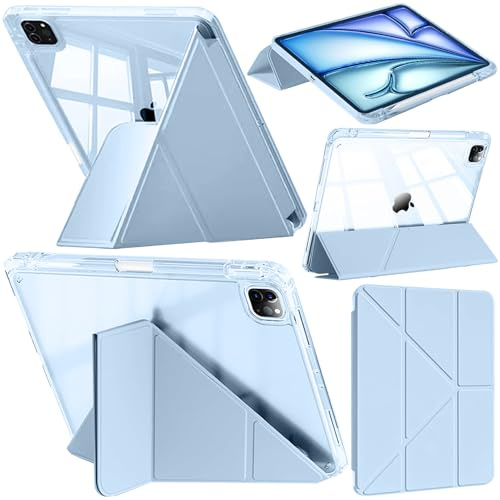 Custodia Compatibile con iPad Air 11 Pollici M4/M3/M2 (2026/2025/2024), Air 5a/4a Generazione 2022/2020, Pro 11 (2018-2022) con Portapenne, Supporto 6in1, Auto Svegliati/Sonno, Blu Cielo