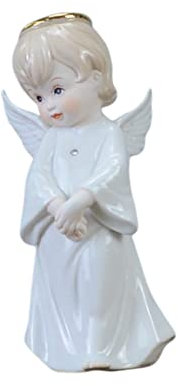 ULDIGI Keramik-Engel Figur Weiß Kleine Desktop-Dekoration Filigrane Kunsthandwerk Tisch-Ornament Geschenkidee Für Wohnzimmer Büro Und Regale