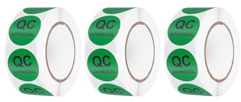 QUARKZMAN 1500 Etichette di Approvazione Qc, 3 Rotoli, Adesivi di Controllo Qualità Dell'Inventario Tondi da 1 Pollice per Gestione Del Magazzino E Ispezione Dell'Organizzazione, Verde