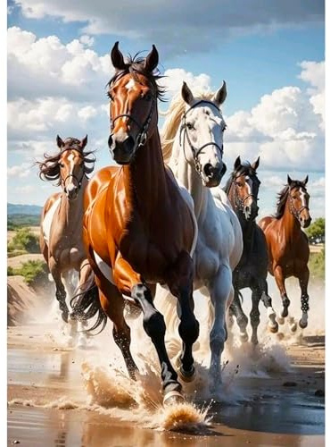 Lxmsja 5D Diamond Painting Pferd, Diamond Painting Tiere Erwachsene, Pferd Diamant Painting Bilder Erwachsene, Full DIY Diamant Kunst Malerei Stickerei Set Kreuzstich Bilder Home Wand Dekor 30x40cm