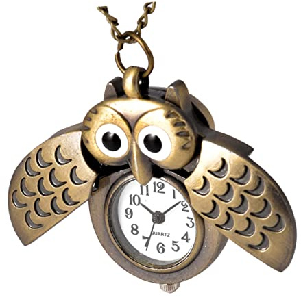 SAFIGLE Vintage Eulen Taschenuhr Dekorativ und Kreativ mit Quarzwerk Goldfarben Geschenk für Freunde und Familie