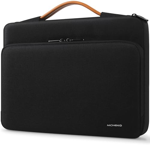 MCHENG Laptoptasche 17-17,3 Zoll Rundum-Schutz Laptophülle mit Ausziehbarem Tragegriff & Fronttasche für Zubehör, Wasserabweisende Notebooktasche für 17 Notebooks (Lenovo/Acer/ASUS/Dell/HP), Schwarz