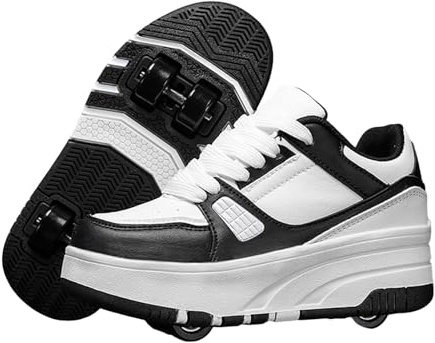 Surwin Mode Simple Roller Adolescent/Enfant, Chaussures enroulables et détachables, Basket Roller 29-40 EU (Noir, 34)