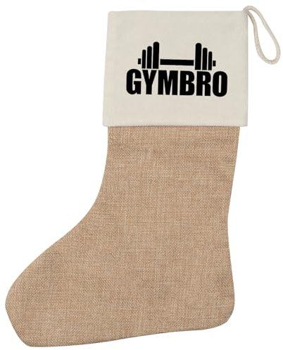 Huuraa Weihnachtsstrumpf Gymbro Hantel Geschenk Beige Jute Gymbro Geschenkidee