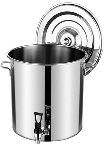 JingNian Marmite en Acier Inoxydable, Marmite à Soupe avec Couvercle, Marmite à Infusion avec Bec Verseur, RéCipient Isotherme avec Robinet pour Café, Lait Froid(Size:5L)