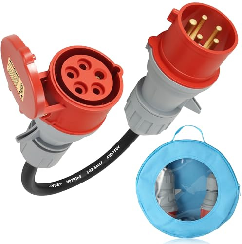 DARKGUARD Adattatore CEE da 32A a 16A 5 Poli per Caricatore EV, 400V Adattatore ad Alta Corrente 32A Maschio a 16A Femmina 5 Pin, Cavo CEE H07RN-F 5G 2.5mm² EN60309