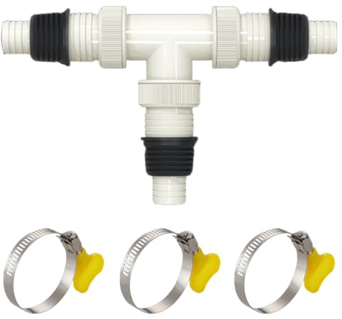 GXGM 1 Pezzi Raccordo scarico lavatrice per lavastoviglie, scarico lavatrice, connettore a T tre filettature con 3 anelli di sicurezza, con interfaz da 20-31mm con filettatura plastica（A）