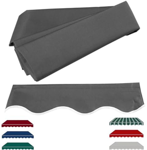 Tenda da sole impermeabile retrattile in tessuto di ricambio resistente ai raggi UV per ombra esterna 4,9 x 3 m grigio riparo dal sole per balcone, cortile e negozio