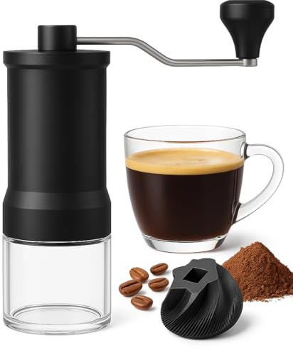 Manual Coffee Grinder, Hand Coffee Grinder with Precision Ceramic Burrs, 30 Adjustable Grind Settings for Espresso, French Press, Moka Pot & Pour Over Brewing, High Precision Grinding