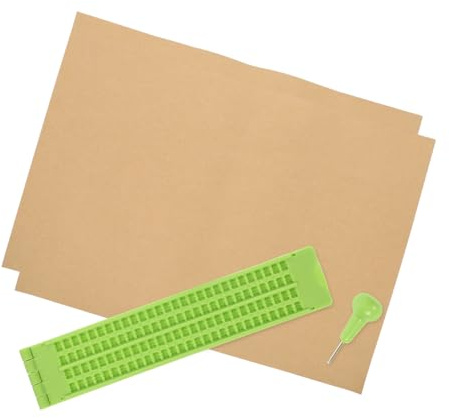 WEKAMOS Tavoletta Braille in Plastica Resistente Colore Chiaro Punteruolo e Supporto per Scrittura Facile e Flessibile per Persone Non Vedenti