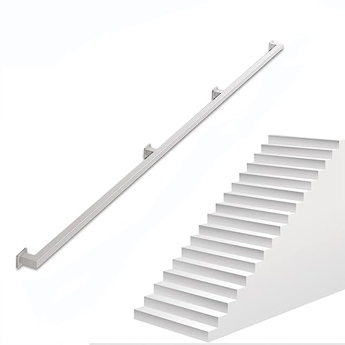Barandilla cuadrada blanca de metal para interiores y exteriores, para baño y pasillo, perfecta para seguridad y apoyo de escaleras, diseño elegante para hogares modernos