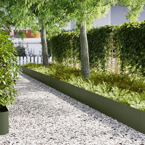 Générique Bordures de Gazon 10 pièces Vert Olive 100x0,5x30 cm en Fer,Quincaillerie,Clôtures & barrières,Murets & Bordures de Jardin,Olive,14.15 KG,865973