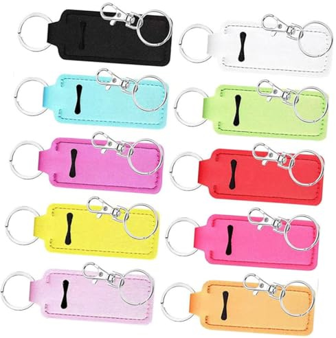 minkissy 10 juegos Protector de Labial Portátil Unidades Llavero para Barra de Labios y Bálsamo Labial Funda Práctica y Duradera para Cosméticos Accesorio Multipropósito para Mujeres
