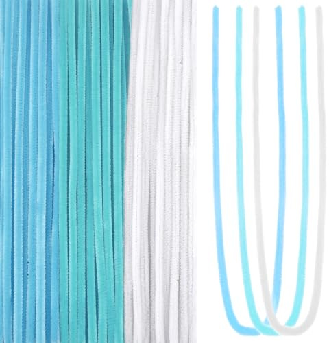 TOAOB 300 Stück Pfeifenputzer 3 Verschiedene Blau Basteln Pfeifenreiniger | Biegeplüsch, Für Basteln und Dekorieren, DIY Kreatives Basteln, Kunst Handwerk, Gestalten von Tieren , Figuren Dekorieren