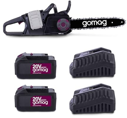 Gomag Akku-Kettensäge GO-KS355BLTwin Set L 20V brushless | 14‘‘ / 35cm ProCut-Schwert & -Kette | Schnittgeschwindigkeit 15 m/s | inkl. 2x 4Ah Akku + 2x 4,5A Ladegerät
