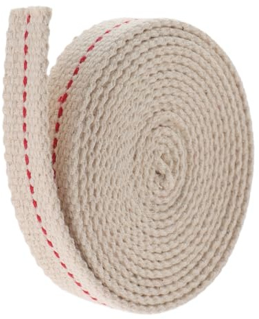 Didiseaon Mèche Coton Plate 1,5 CM 2 Mètres pour Lampe à Pétrole, Compatible Lampes à Huile et Lanterne Tempête Usage Extérieur