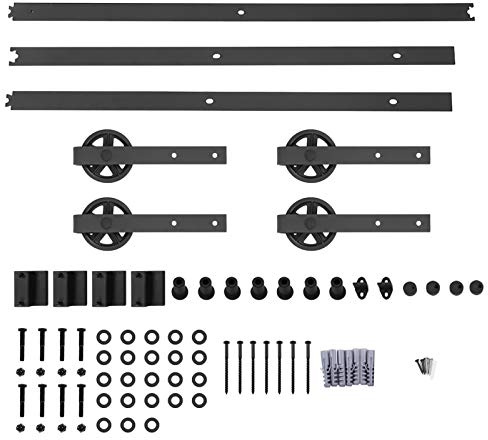 Binario per porta scorrevole per porta della stalla Binario per porta scorrevole in acciaio al carbonio per carichi pesanti 10FT Kit per porte della stalla, armadi, ante, armadi,