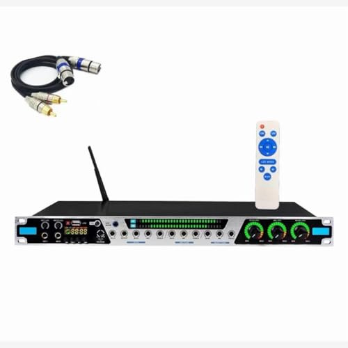 Mixer per karaoke, effettore digitale pre-stage con telecomando, processore audio anti-ulula, ingresso ottico USB MP3 Bluetooth per performance ed eventi