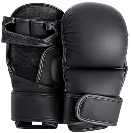 M.J COMFY-LIFE Boxing Gloves for Men Women Leather Sparring Grappling Gloves with EVA Foam Padding Open Palm Martial Arts Mitts for Muay Thai Kickboxing Cage Fighting UFC Training Bag Workout
