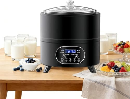 Yogurtiera automatica, macchina per yogurt da 8L/12L, con controllo di tempo e temperatura, fermentazione a temperatura costante a 360°, yogurtiera professionale per yogurt fatto in casa Black-12L