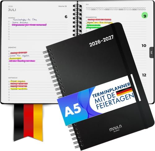 Kalender 2026 2027 A5 – Lehrerkalender & Schulplaner 18 Monate Juli 2026 bis Dezember 2027 – Wochenplaner 1 Woche auf 2 Seiten – Terminkalender mit Deutschen Feiertagen – 110gsm FSC zertifiziert