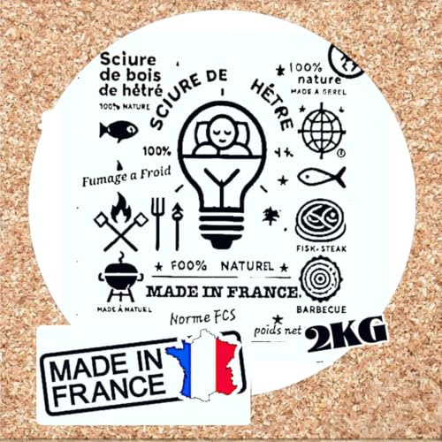 Sciure de Bois de Hêtre 10L pour Fumoir à Viande et Poisson ||Adaptée au Serpentin Fumoir à Froid |||| MADE IN FRANCE |||| Copeaux de bois compatible avec fumoirs à froid, Mélange PRO | 0,4-1 mm | 2KG