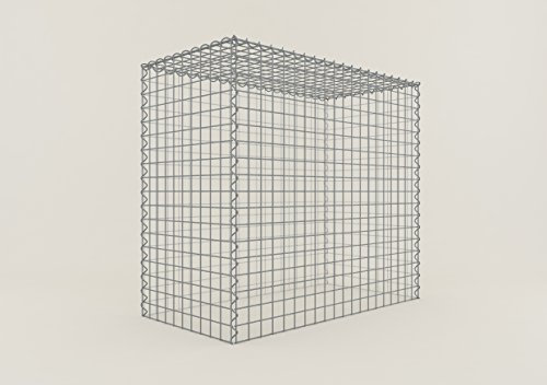 GABIONA Cesta para piedra (rectangular, malla de 5 x 5 cm, profundidad de 50 cm, cesta de cultivo tipo 3, cierre de espiral, galvanizada (100 x 90 x 50 cm)