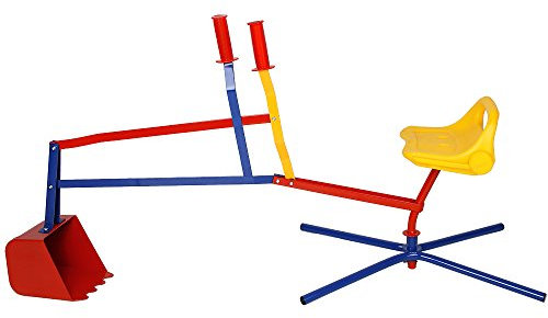 Spielwerk® Sitzbagger 360° Radius Schwenk- und Greiffunktion bis 50kg Sandkasten Aufsitzbagger Schaufel Kinder Spielzeug ab 3 Jahren Metall