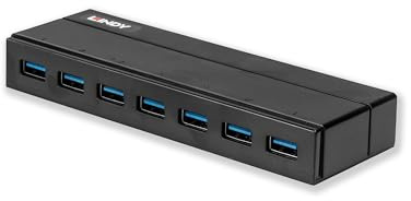 High-Speed Lindy 7-Port USB 3.0 Hub with Enhanced BC 1.2 Charging - Efficient Multi-Device Connection & Fast Charging for PCs and Macs