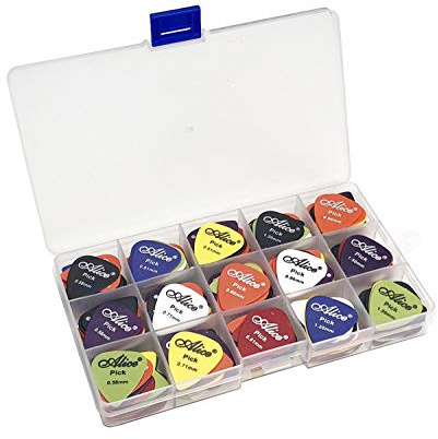 100pcs Alice Matte Anti-Skid Acoustic Electric Guitar Picks Plectrum 6 Thickness 0.58/0.71/0.81/0.96/1.20/1.50 mm With Pick Case Storage Box