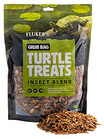 Fluker's Grub Bag Turtle Treats, Insect Blend, High Protein Freeze Dried River Shrimp, Crickets, and Mealworms, For Aquatic Turtles, Amphibians, and Reptiles, 12 oz