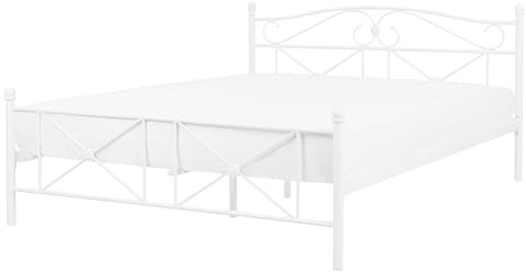 Beliani Zeitlos schönes Metallbett in schlichtem Design 160 x 200 cm weiß Rodez