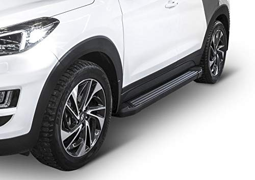 J&J AUTOMOTIVE Basic Black Rival Trittbretter mit ABE passend für Kia Sportage 2015-2018, OEM Design Aluminium Schwarz Passform Links und Rechts 2-teilig