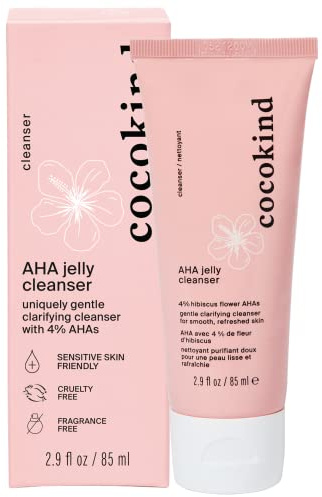 Cocokind AHA Jelly Cleanser, Gentle Face Wash and AHA BHA Cleanser with Hyaluronic Acid, Exfoliating Face Wash for Oily Skin