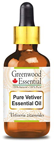 Greenwood Essential Olio essenziale di vetiveria (Vetiveria zizanoides) con vetro contagocce distillato a vapore 100 ml