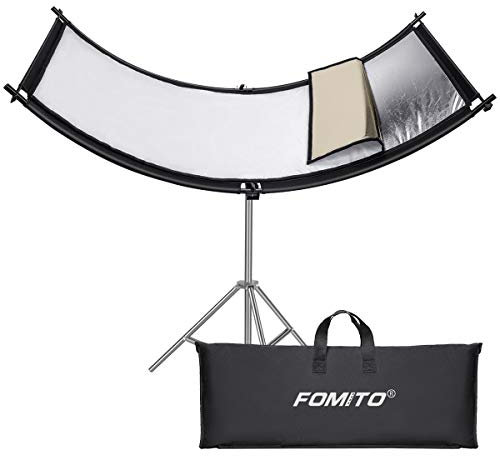 Fomito Clamshell Light Reflector 70x25.6 inch/178x65cm Arclight Curved Eyelighter Lighting Diffuser for Photography Stuido Filming Shooting, Black/White/Gold/Silver