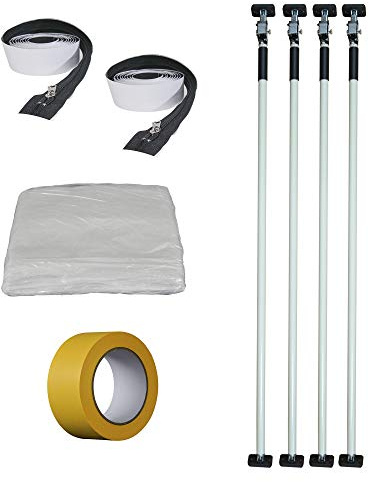 Scorprotect® Staubschutzwand Set Renovierung Höhe 3,60 m x Breite 5,00 m mit selbstklebenden Reißverschlüssen