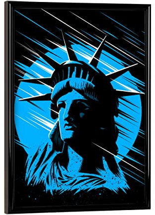artboxONE Poster mit schwarzem Rahmen 18x13 cm Städte/New York Rising Statue of Liberty - Bild Statue of Liberty