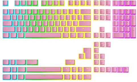 Ranked Pudding v2 PBT-Tastenkappen | 145 Double Shot Transluzent ANSI US- und ISO-Layout | OEM-Profil für mechanische RGB-Gaming-Tastatur ( Rosa )