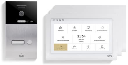 GVS - IP Video Türsprechanlage mit Türöffner, HD Kamera, 3X 10 Zoll Monitor & App - Smarte Video Türklingel mit Kamera & Gegensprechanlage für 1 Familienhaus (AVS5407U)