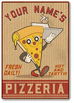 Personalised Pizzeria METAL Sign Plaque for your Garden Kitchen, perfect for Italian Pizza Oven or Bar. A touch of Italy (A3 (283mm x 405mm))