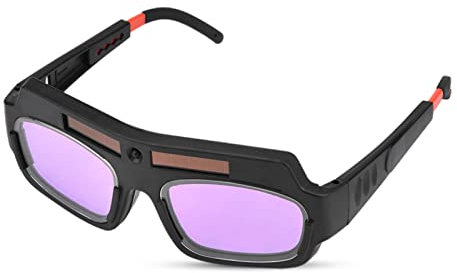 Yunseity Occhiali per Saldatura con Oscuramento Automatico, 8 o 9 tonalità, Occhiali per Saldatura con Oscuramento Rapido 0,1 S, con 10 Lenti Alternative