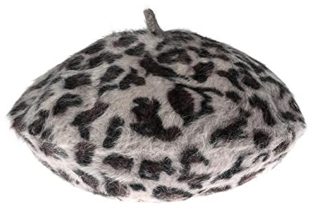 tcax Baskenmütze Damen Leopard Print Barett Winter Warme Baskenmütze Weibliche Vintage Baskenmütze Weiche Mütze, Khaki, 56-58 cm