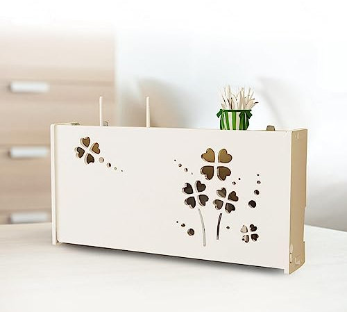 Router Verstecken Korb Wandhalterung WLAN Router Box Wand Holz Kabel Steckdose Verstecken Schwimmendes Regal,C40x9.5x20cm