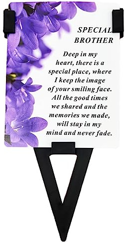Angraves Special Brother Flower Memorial Remembrance Verse Plastic Coated Grave Graveside Card and Stand Stake