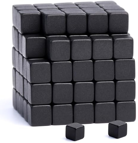 MIN CI 120 Stück Starke Magnete, 5x5x5mm Mini Tafelmagnete, Schwarz Neodym Kleine Magneten für Whiteboard, Kühlschrank und Magnettafel
