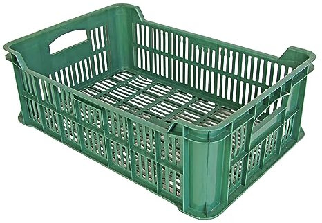 BURI 5x Lagerkiste Gemüsekiste 60x40x20cm - Obstkiste Kartoffelkiste Transportkiste stapelbar, robust - 5er Set Kunststoffkiste Kiste zur Lagerung in grün
