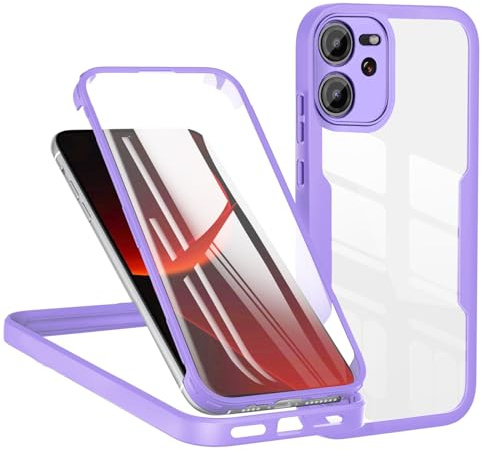 TVVTPU Funda para Xiaomi 13T/ 13T Pro 5G, 360 Grados Antigolpes Carcasa con Protector de Pantalla Integrado, Doble Cara Transparente Anti-Rayones Protection Robusto TPU Bumper Case - Morado