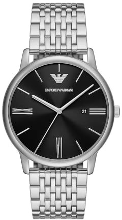 Emporio Armani Watch for Men, Quartz Three Hand Date Movement and 42mm Case Size with Stainless Steel Strap