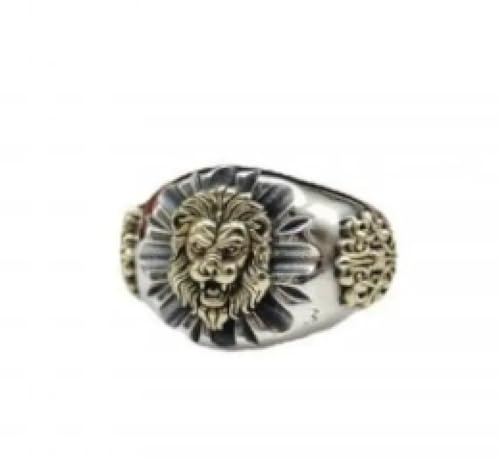 BISONBLUE Bagues Homme Bague Femme Rings Cadeaux Bague Tête De Lion Pour Hommes, Bague Imprimée Vintage Décontractée, Cadeau En Argent